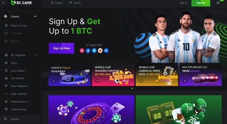 1xBetの入金不要ボーナス画面